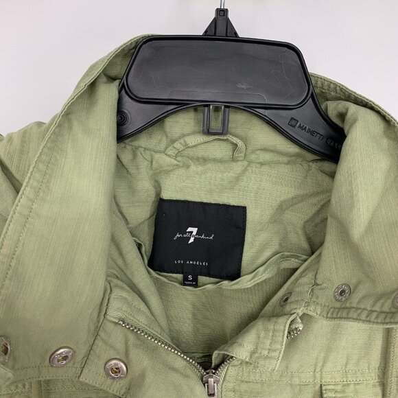 7 for all Mankind Jacket Utility Hood Button Snap Zip Green Lyocell - Picture 4 of 10